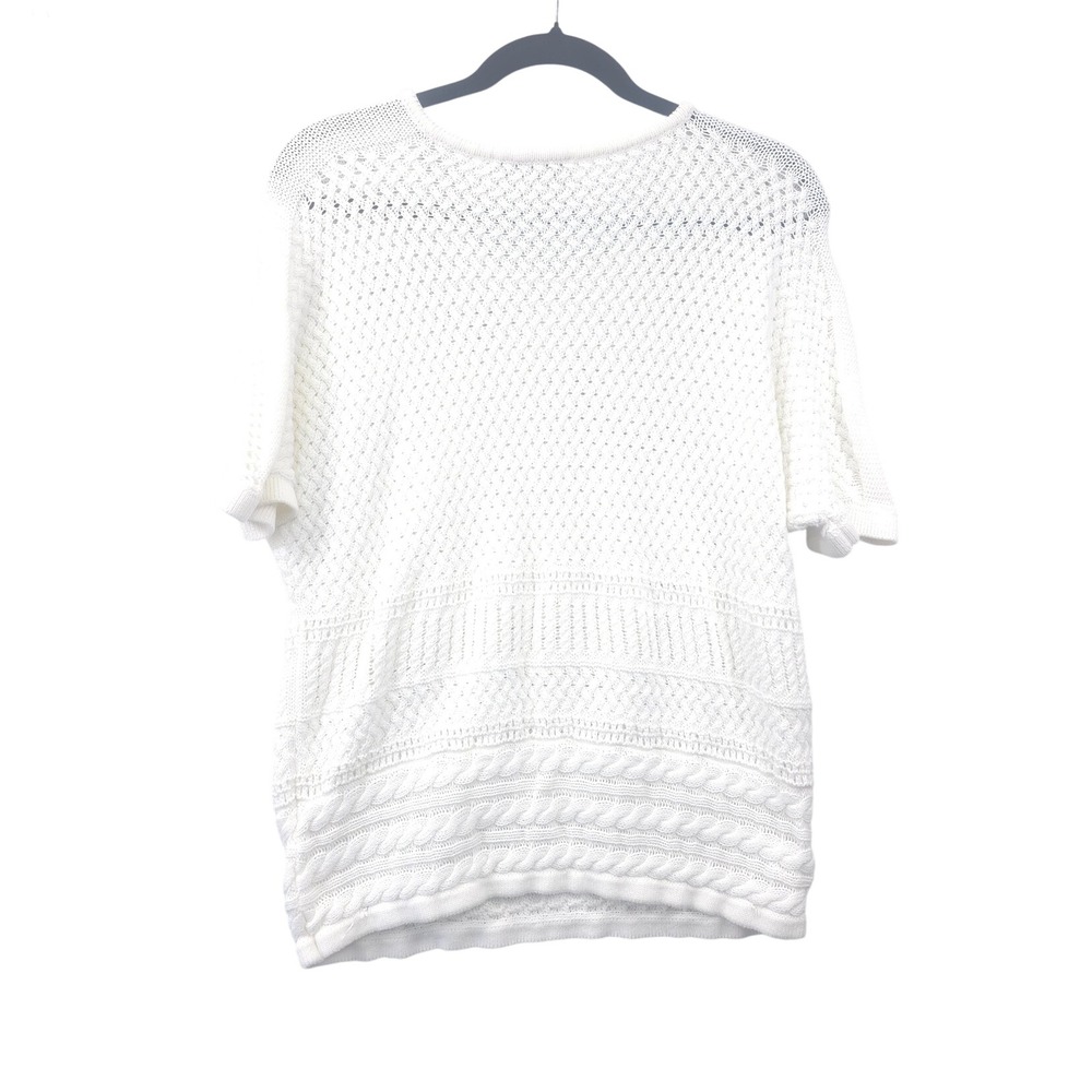 Isabella Bird Womens Ivory/White Cotton Knit Cable Sweater Sz M Cottagecore Boho - Picture 3 of 8
